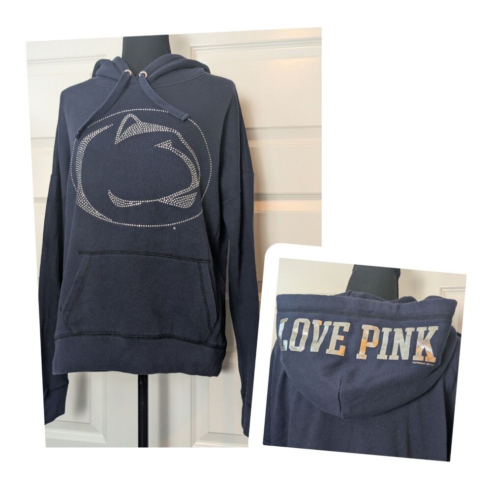 VS Pink Size S Hoodie Collegiate Penn State Rhinestone Nittany Lions Navy Blue